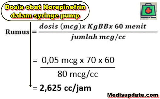 rumus pemberian obat untuk Norepinefrin dalam syringe pump
